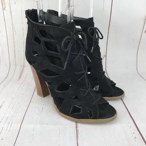 Parker & Sky Black Suede Perforated Booties 8.5